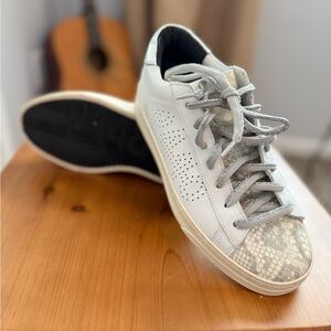 New P448 shoes. Size EU 38. White leather with snakeskin accents.